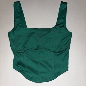 green corset style cropped tank top from live in the moment